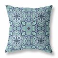 Homeroots 18 in. Cloverleaf Indoor & Outdoor Throw Pillow Muted Blue & Aqua 411840